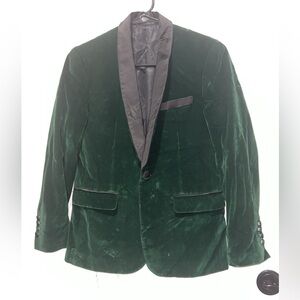 Boy's Green Velvet Blazer